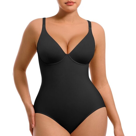 FeelinGirl Deep V Neck Shapewear Bodysuits for Women 3XL Tummy Control Brief - Picture 1 of 10